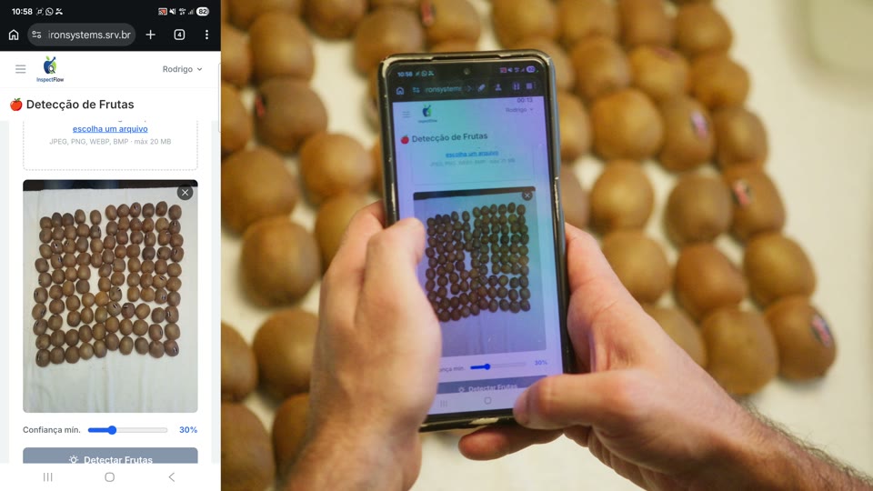 Detecção de kiwis por IA no InspectFlow